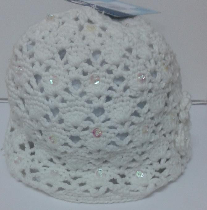 Cappellino Bimba Sterntaler con strass Bianco