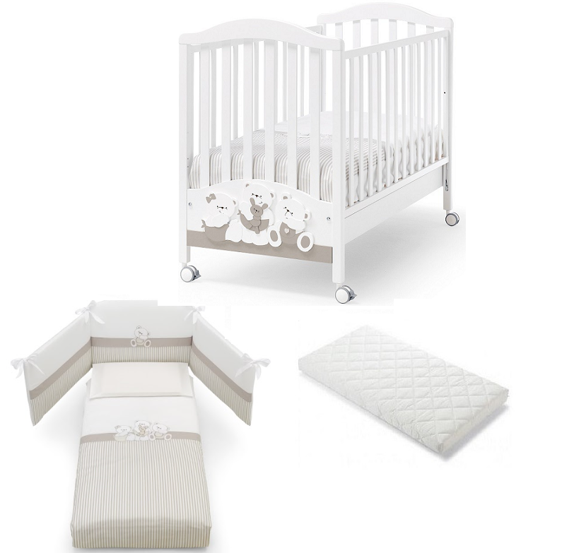 Offerta Mirtillo Erbesi Lettino + Piumone - Bianco Tortora - Materasso Omaggio