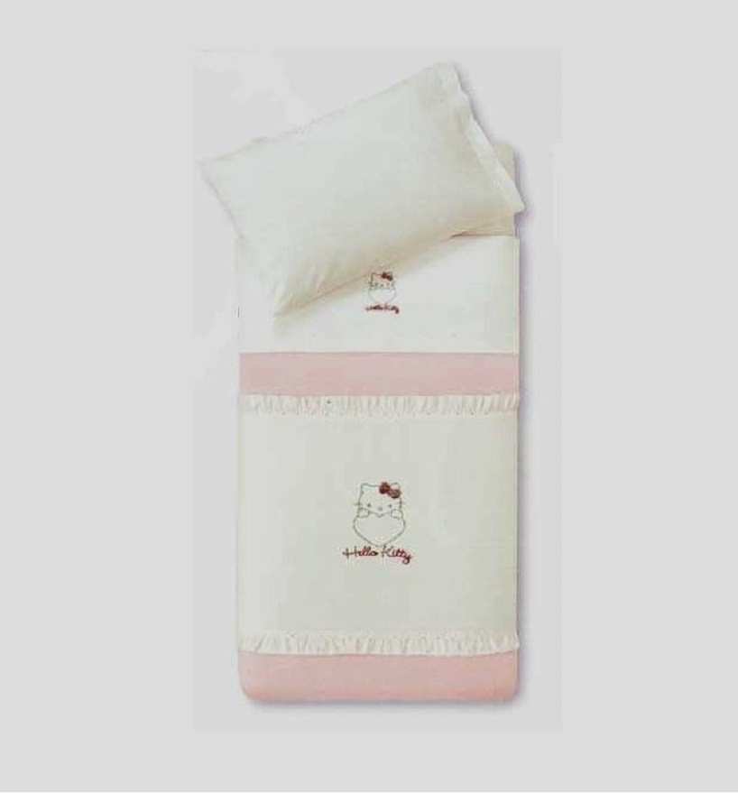 Completo Piumone set 4pz Somma Heart - Hello Kitty Bianco Rosa
