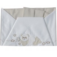 Lenzuola Culla Fantasy Linea Stelline Panda Set 3pz col. Bianco