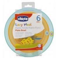 Piatto Fondo Piatto Piano Chicco Easy Meal 6m+ col. Arancione Verde 