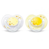Succhietti Notturni Fluorescenti Avent Senza BPA Conf. da 2 PZ (0-3m) SCF176/20 col. Giallo