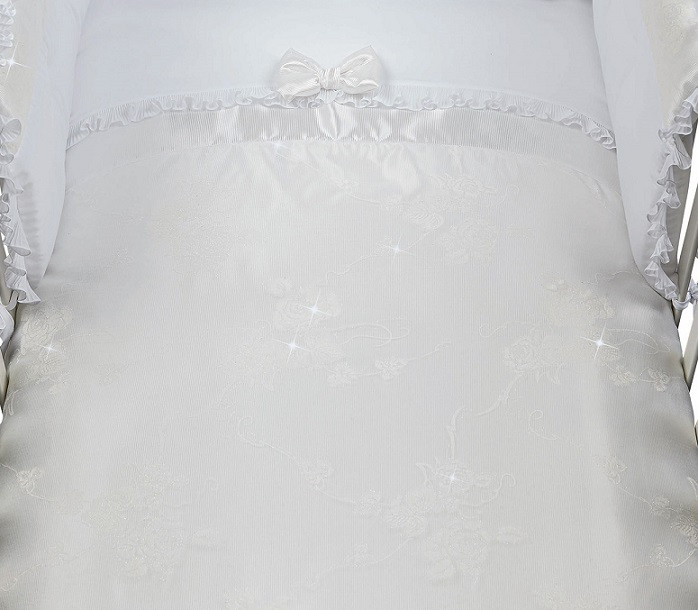 Completo Piumone in Tulle Glitter Picci Victoria set 4pz Cod. PC172609 Bianco