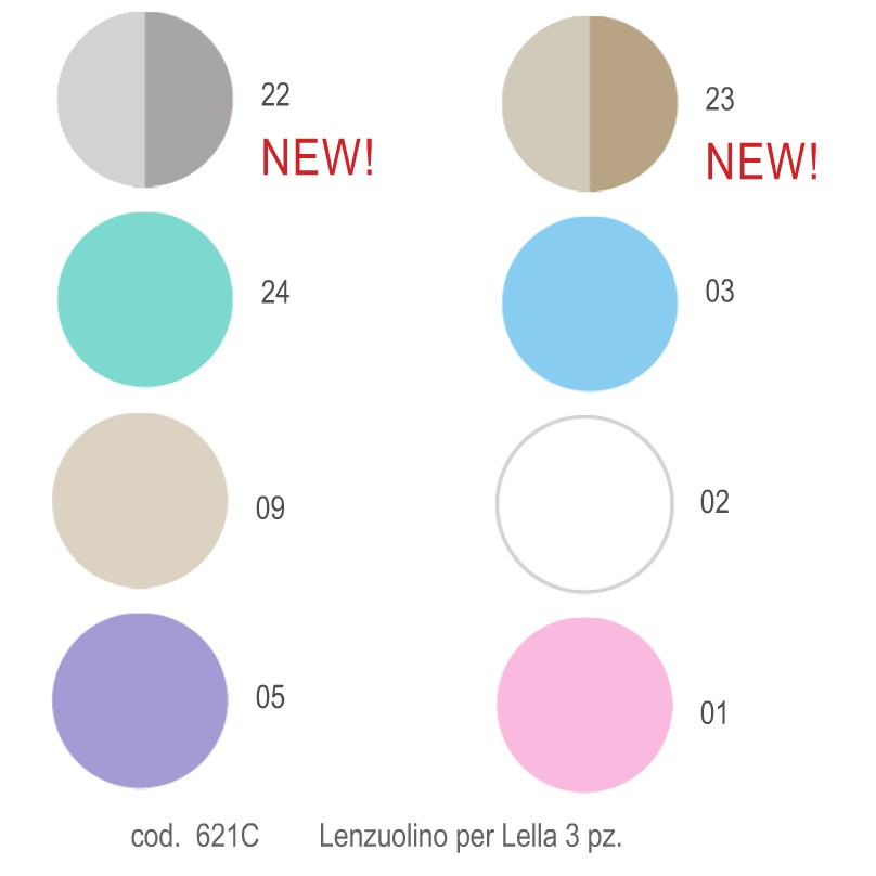 Lenzuola Picci per Culla Lella set 3pz in tutte le fantasie e varianti di colore